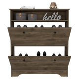 Tuhome Calgary Shoe Rack with Superior Top, One Open Storage Shelf, Two Extendable Adjustable Shelves for Up to 12 Pairs, Modern Multi-Level Organizer for Entryways Bedrooms Closets and Space-Saving Home Storage