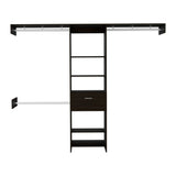 Manchester 250 Closet System with Five Open Shelves, Single Storage Drawer, Three Metal Hanging Rods and Expansive Modular Layout for Organized Clothing Display, Functional Wardrobe Storage and Modern Bedroom Efficiency