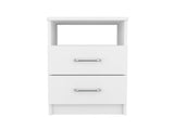 Tuhome Napoles Nightstand in Black with Two Drawers and Open Compartment, Modern Design for Bedroom or Living Room Storage