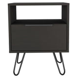 Tuhome Augusta Nightstand with Compact Modern Design, Spacious Storage Drawer and Open Shelf, Bedside Organization Solution for Small Bedrooms, Contemporary Functional Furniture to Enhance Comfort and Daily Use