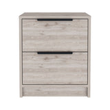 Tuhome Kaia Small Nightstand with Two Spacious Drawers and Metal Handles, Modern Bedside Storage Cabinet with Superior Top for Bedroom Organization, Compact Functional Furniture for Everyday Essentials