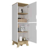 Tuhome Pamplona Microwave Tall Cabinet with Spacious Counter Surface, Multiple Storage Shelves, Upper and Lower Double Door Cabinets, Integrated Cable Management and Large Vertical Design for Modern Kitchens