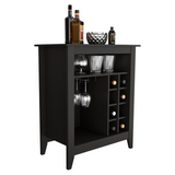 Essential Bar Cabinet with Open Display Shelf, Built-In Wine Rack Cubbies, Smooth-Glide Storage Drawer and Spacious Top Surface for Elegant Home Entertaining, Beverage Organization and Modern Bar.