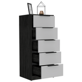 Tuhome Kaia Vertical Dresser with Five Spacious Storage Drawers, Modern Space-Saving Design, Functional Superior Organization for Bedrooms or Offices and Contemporary Freestanding Chest for Daily Clothing and Accessory Storage