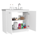 Napoles Utility Sink, Two Shelves, Double Door Cabinet