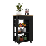 Tuhome Blosson Kitchen Cart with One Storage Drawer, Two Open Shelves, Flexible Fruit Rack, Mobile Prep Station on Four Casters, Compact Rolling Island for Extra Counter Space and Organized Modern Kitchens