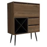 TUHOME Prunus Bar Cabinet with One Storage Cabinet, Two Spacious Drawers, Bottle Racks and Functional Top Surface Offering Modern Organization for Home Entertainment, Cocktail Preparation and Stylish Living or Dining Spaces