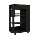Tuhome Blosson Kitchen Cart with One Storage Drawer, Two Open Shelves, Flexible Fruit Rack, Mobile Prep Station on Four Casters, Compact Rolling Island for Extra Counter Space and Organized Modern Kitchens