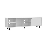 Tuhome Valdivia TV Stand for TVs up to 70", Modern Entertainment Center with Four Open Shelves, Wide Superior Top, Cable Management Openings and Five-Sturdy-Leg Base, Space-Saving Media Console in Light Oak Finish