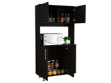 TUHOME 95 Pantry Kit with Double Door Cabinet, Three Lower Shelves, Spacious Hutch Storage and Wide Countertop for Microwave and Small Appliances Offering Practical Kitchen Organization and Functional Multi-Level Design