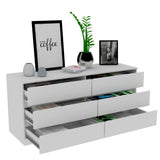 Tuhome Asteria 6 Drawer Double Dresser with Metal Handles, Spacious Storage, Modern Design for Bedroom or Living Room