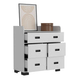 Tuhome Alyn Dresser with Four Spacious Drawers, One Large Double Drawer, Superior Top for Décor Display, Durable Metal Rails, Modern Rustic Storage Solution for Bedrooms Seeking Style, Functionality and Organization