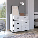 Tuhome Alyn Dresser with Four Spacious Drawers, One Large Double Drawer, Superior Top for Décor Display, Durable Metal Rails, Modern Rustic Storage Solution for Bedrooms Seeking Style, Functionality and Organization