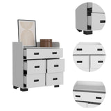Tuhome Alyn Dresser with Four Spacious Drawers, One Large Double Drawer, Superior Top for Décor Display, Durable Metal Rails, Modern Rustic Storage Solution for Bedrooms Seeking Style, Functionality and Organization