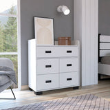 Tuhome Alyn Dresser with Four Spacious Drawers, One Large Double Drawer, Superior Top for Décor Display, Durable Metal Rails, Modern Rustic Storage Solution for Bedrooms Seeking Style, Functionality and Organization