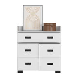 Tuhome Alyn Dresser with Four Spacious Drawers, One Large Double Drawer, Superior Top for Décor Display, Durable Metal Rails, Modern Rustic Storage Solution for Bedrooms Seeking Style, Functionality and Organization