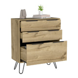 Tuhome Augusta Dresser with Three Spacious Drawers, Modern Hairpin Metal Legs, Wide Superior Top for Décor and Storage, Contemporary Bedroom Organizer for Clothes, Essentials and Small Spaces, Stylish Compact Storage Solution