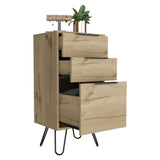 Tuhome Augusta Light Dresser with Three Spacious Drawers, Modern Hairpin Metal Legs, Wide Superior Top for Bedroom Organization, Compact Storage Solution for Small Spaces, Functional Contemporary Furniture for Any Room