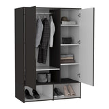 Rosie 59" Tall Armoire with Double-Door Wardrobe Cabinet, Interior Hanging Rod, Five Storage Shelves, Lower Open Shoe Shelves and Modern Space-Saving Bedroom Design for Organized Clothing Storage and Everyday Home Convenience