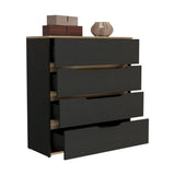 Tuhome Freestanding Compact Dresser with Four Spacious Storage Drawers, Functional Superior Top Surface, Space-Saving Modern Design for Organized Bedrooms and Practical Everyday Clothing and Accessory Storage