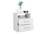 Tuhome Napoles Nightstand in Black with Two Drawers and Open Compartment, Modern Design for Bedroom or Living Room Storage