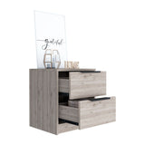 Tuhome Kaia Small Nightstand with Two Spacious Drawers and Metal Handles, Modern Bedside Storage Cabinet with Superior Top for Bedroom Organization, Compact Functional Furniture for Everyday Essentials