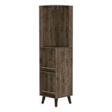 Tuhome Cincinatti Corner Bar Cabinet with Superior Top Shelf, Cup Rack, One Drawer, Two External Shelves and Four-Leg Freestanding Design for Home Bar Storage, Cocktail Organization and Space-Saving Display
