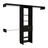 Manchester 250 Closet System with Five Open Shelves, Single Storage Drawer, Three Metal Hanging Rods and Expansive Modular Layout for Organized Clothing Display, Functional Wardrobe Storage and Modern Bedroom Efficiency