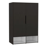 Rosie 59" Tall Armoire with Double-Door Wardrobe Cabinet, Interior Hanging Rod, Five Storage Shelves, Lower Open Shoe Shelves and Modern Space-Saving Bedroom Design for Organized Clothing Storage and Everyday Home Convenience