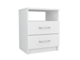 Tuhome Napoles Nightstand in Black with Two Drawers and Open Compartment, Modern Design for Bedroom or Living Room Storage