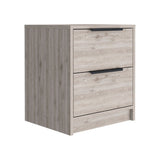 Tuhome Kaia Small Nightstand with Two Spacious Drawers and Metal Handles, Modern Bedside Storage Cabinet with Superior Top for Bedroom Organization, Compact Functional Furniture for Everyday Essentials