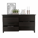 Tuhome HMS 6 Drawer Double Dresser with Four Legs, Spacious Drawers, Superior Top, Modern Design for Bedroom Storage and Organization