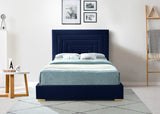 Nora Velvet Bed - Sumptuous Glamorous Design with Deep Channel Tufting and Customizable Legs
