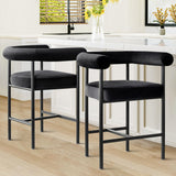 New York 24" Velvet Counter Stool with Arms (Set of 3)