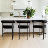 New York 24" Velvet Counter Stool with Arms (Set of 3)