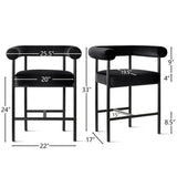 New York 24" Velvet Counter Stool with Arms (Set of 3)