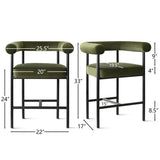 New York 24" Velvet Counter Stool with Arms (Set of 2)