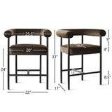 New York 24" Velvet Counter Stool with Arms (1-Piece)
