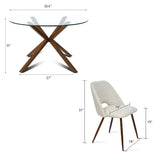 Oliver & Edwin 39" Modern Round Glass Top Dining Table Set for 4 (5-Piece)