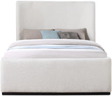 Oliver Contemporary Bed in Rich Boucle Fabric with Solid Wood Finish for Elegant Bedroom Style