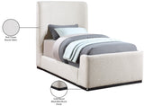 Oliver Contemporary Bed in Rich Boucle Fabric with Solid Wood Finish for Elegant Bedroom Style