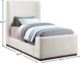 Oliver Contemporary Bed in Rich Boucle Fabric with Solid Wood Finish for Elegant Bedroom Style