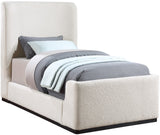 Oliver Contemporary Bed in Rich Boucle Fabric with Solid Wood Finish for Elegant Bedroom Style