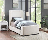 Oliver Contemporary Bed in Rich Boucle Fabric with Solid Wood Finish for Elegant Bedroom Style