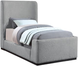 Oliver Contemporary Bed in Rich Boucle Fabric with Solid Wood Finish for Elegant Bedroom Style