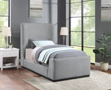 Oliver Contemporary Bed in Rich Boucle Fabric with Solid Wood Finish for Elegant Bedroom Style