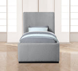 Oliver Contemporary Bed in Rich Boucle Fabric with Solid Wood Finish for Elegant Bedroom Style