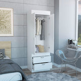 TUHOME Lisboa 2-Door Armoire with Double Door Storage, Two Spacious Drawers, Concealed Hanging Rod and Vertical Freestanding Wardrobe for Bedroom, Living Room, Kitchen or Garage Organization