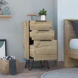 Tuhome Augusta Light Dresser with Three Spacious Drawers, Modern Hairpin Metal Legs, Wide Superior Top for Bedroom Organization, Compact Storage Solution for Small Spaces, Functional Contemporary Furniture for Any Room