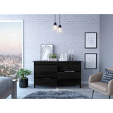 Tuhome HMS 6 Drawer Double Dresser with Four Legs, Spacious Drawers, Superior Top, Modern Design for Bedroom Storage and Organization